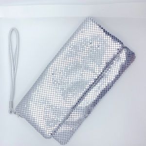 Silver Metallic Clutch Bag Wrist Bag